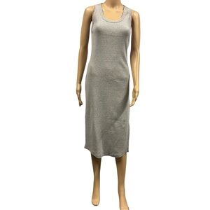 Boohoo Gray Split Thigh Ribbed Knit Sleeveless Tank Midi Dress Womens 12